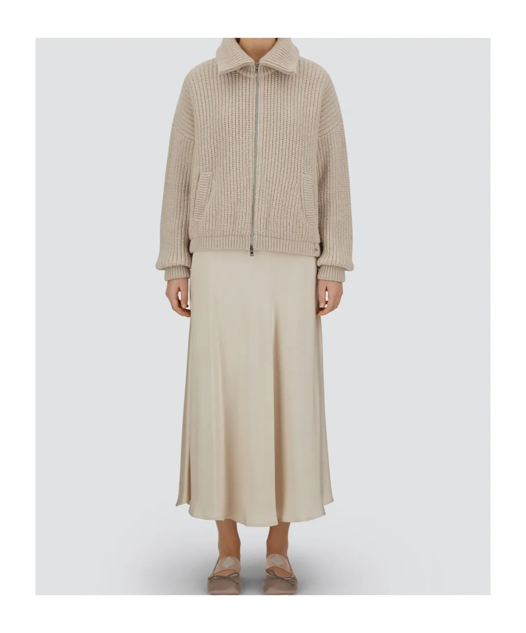Collar Zipped Knit Cardigan