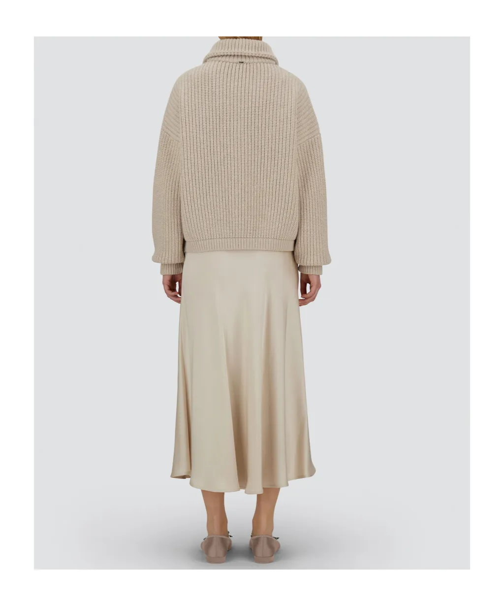 Collar Zipped Knit Cardigan