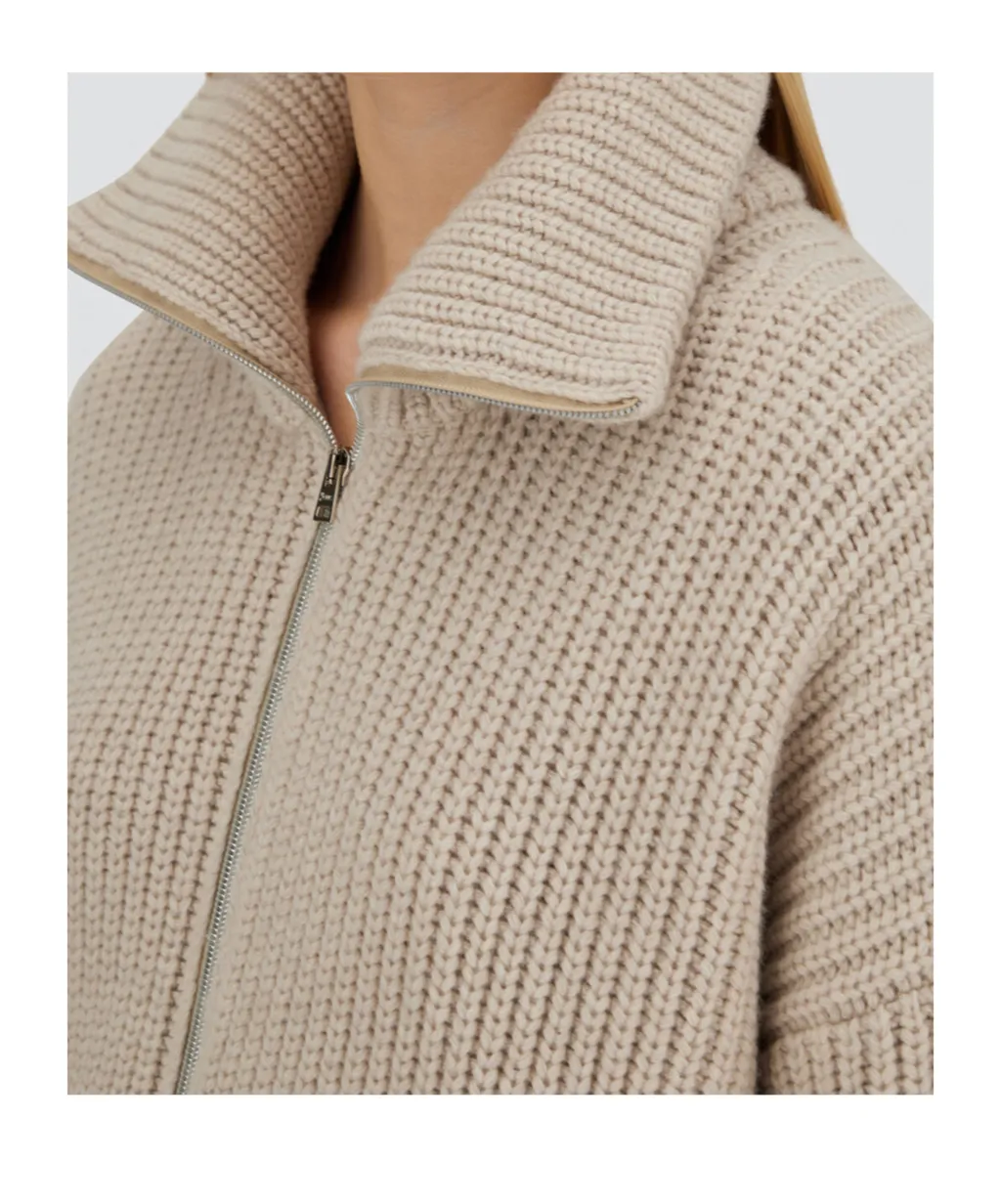 Collar Zipped Knit Cardigan