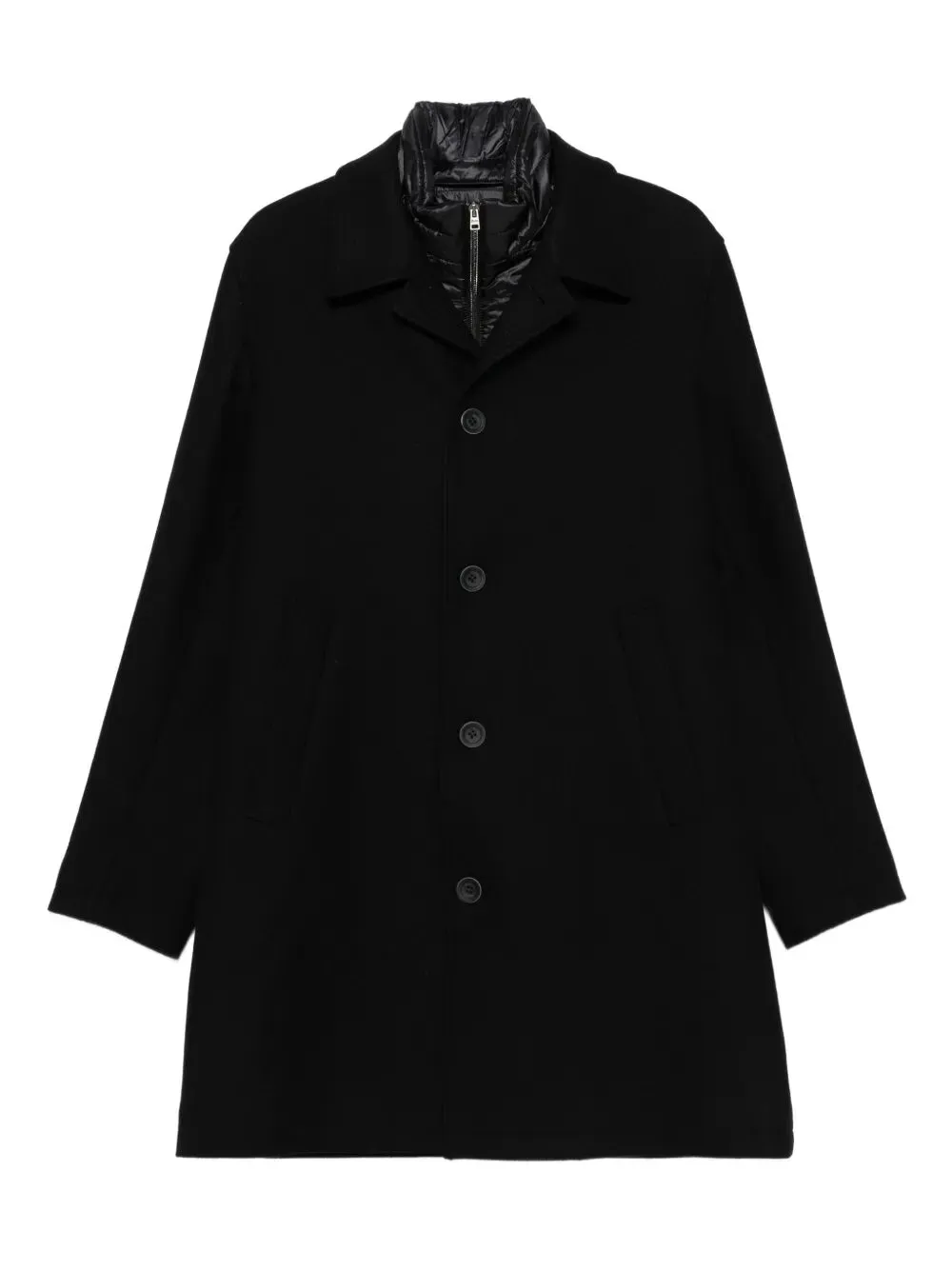 Button-Fastening Wool-Blend Coat