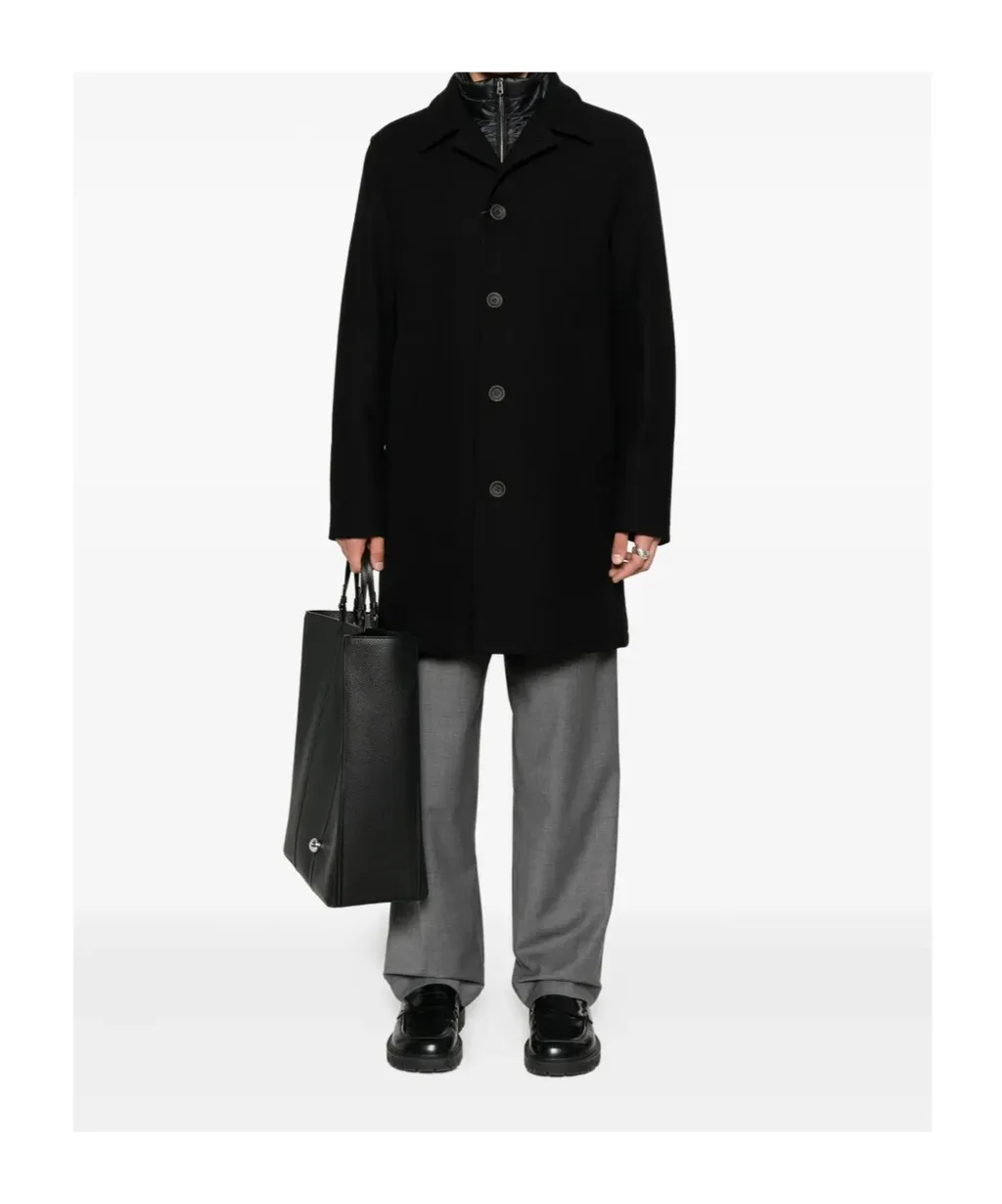 Button-Fastening Wool-Blend Coat