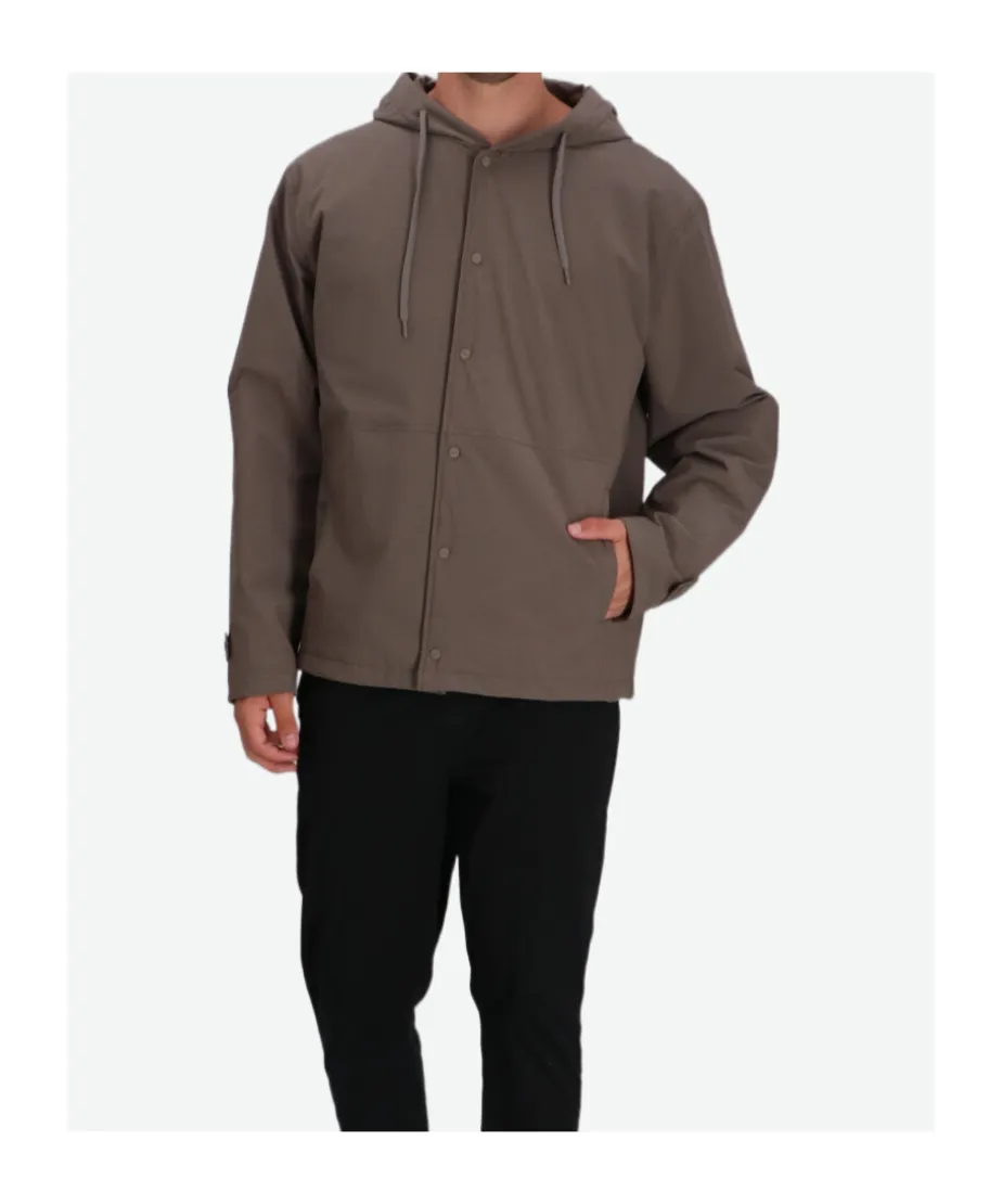 Hooded Button-Fastening Jacket