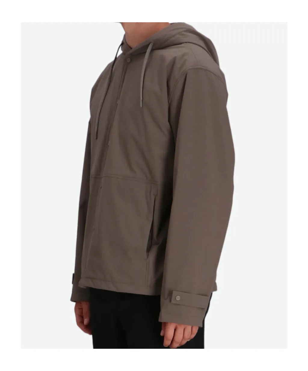 Hooded Button-Fastening Jacket