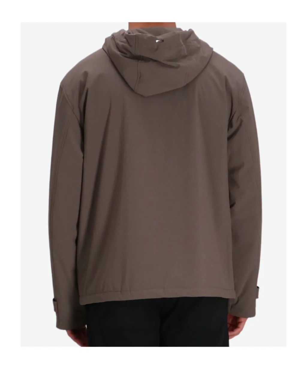 Hooded Button-Fastening Jacket