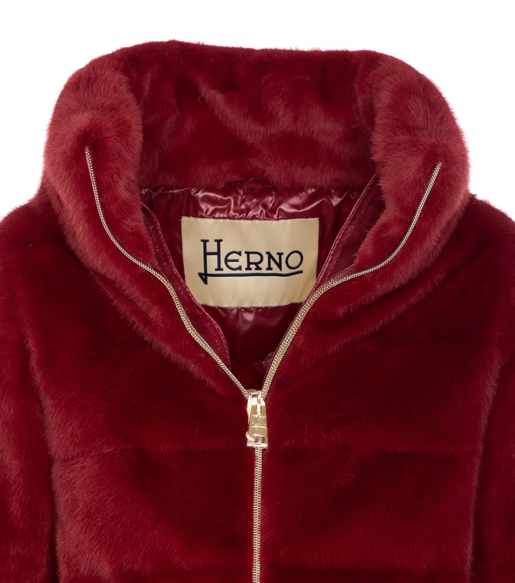 Faux-Fur Zipped Down Jacket