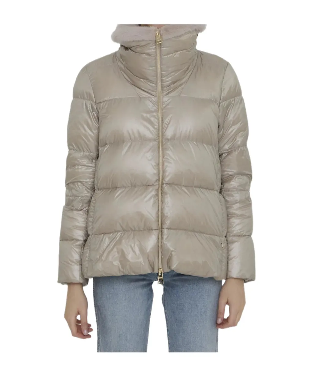 Zippered Quilted Down Jacket