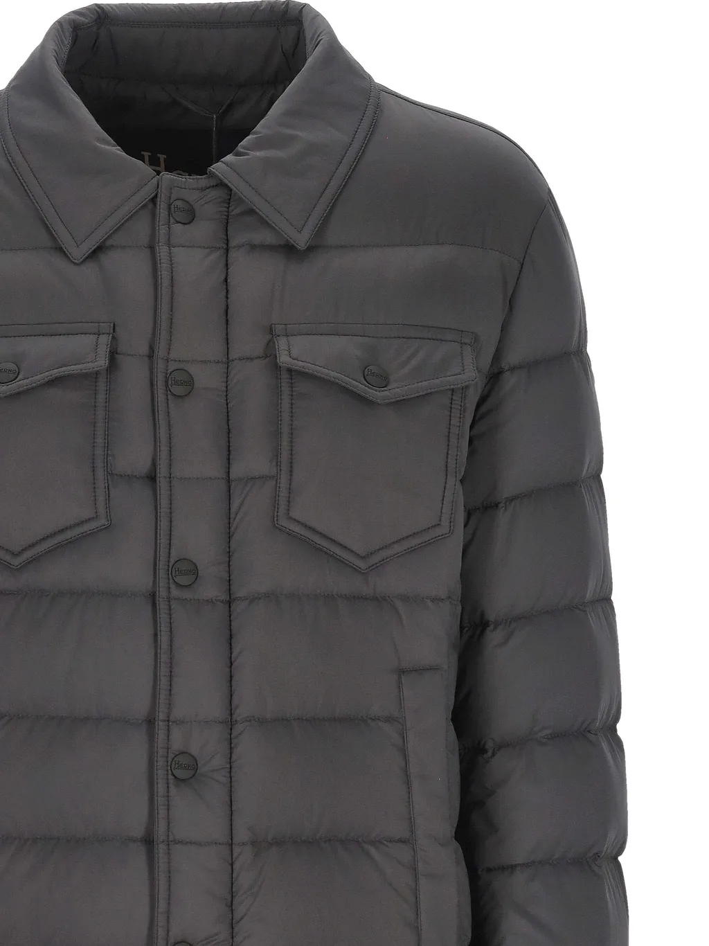Snap-Buttoned Quilted Down Jacket