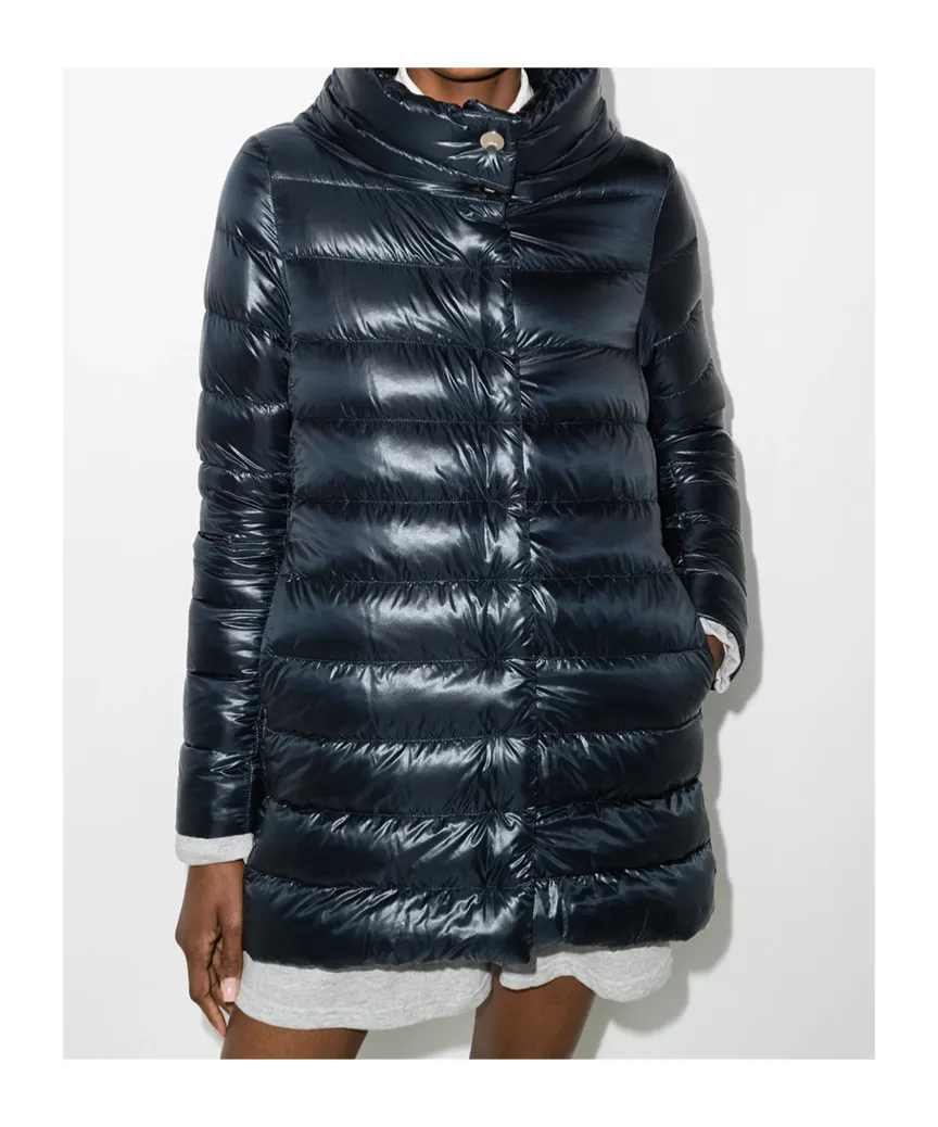 Quilted Long-Sleeved Down Jacket