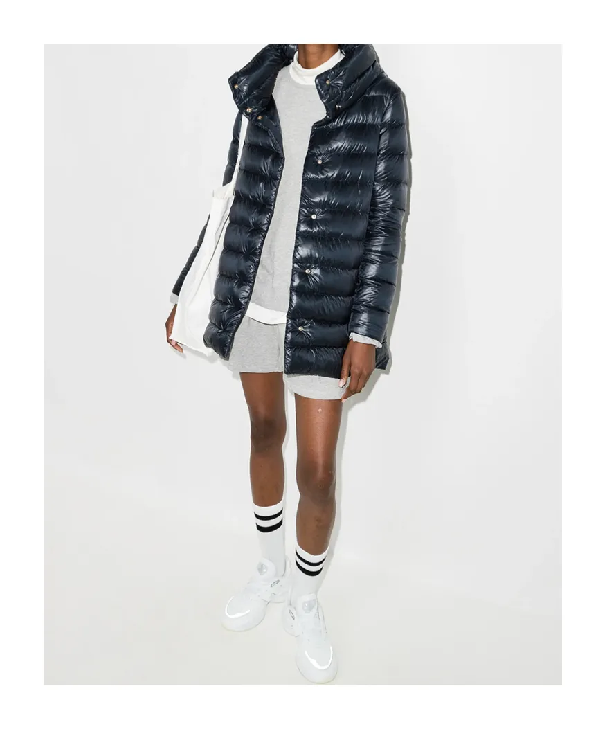Quilted Long-Sleeved Down Jacket
