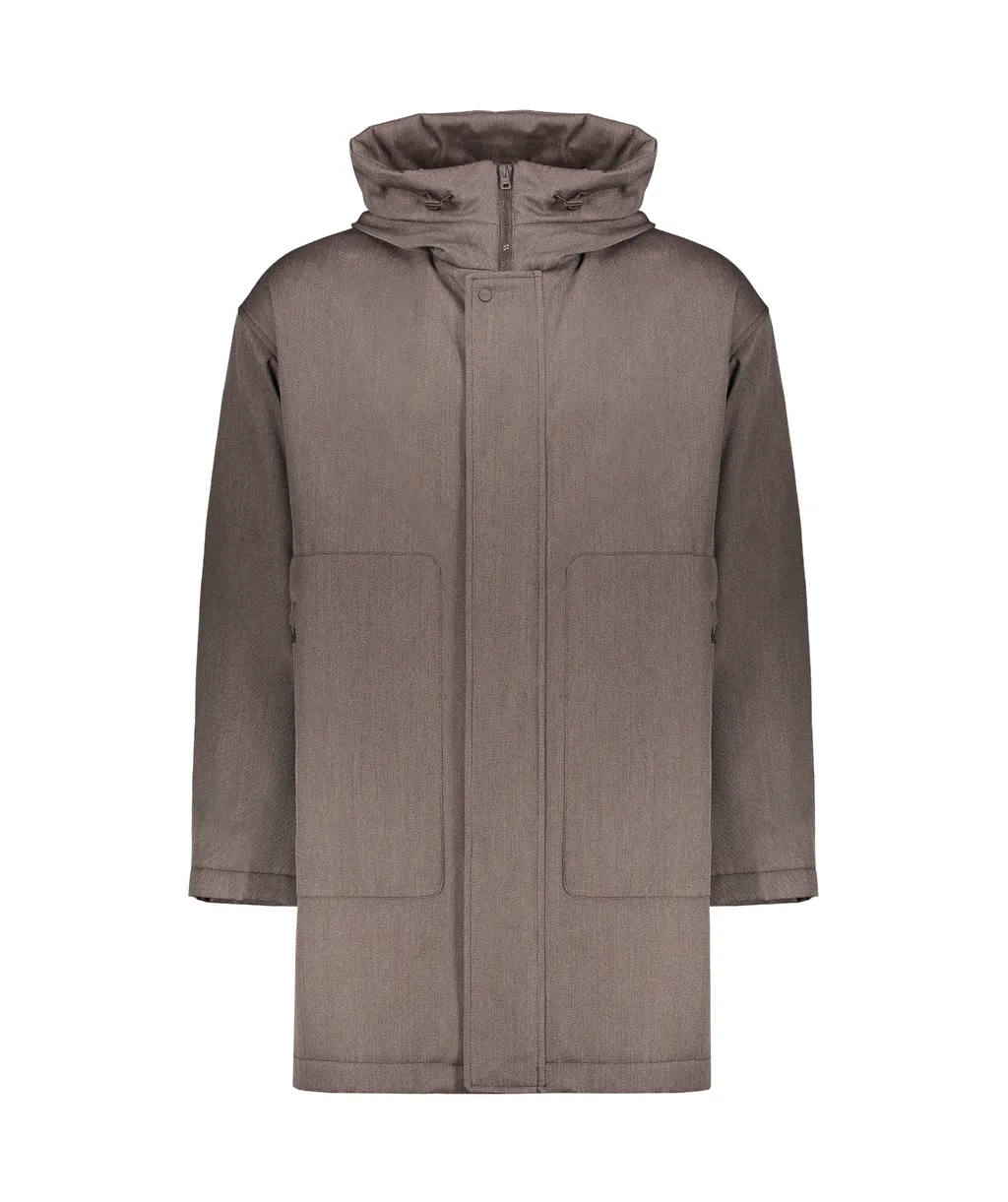 Full-Length Zipper Hooded Down Jacket
