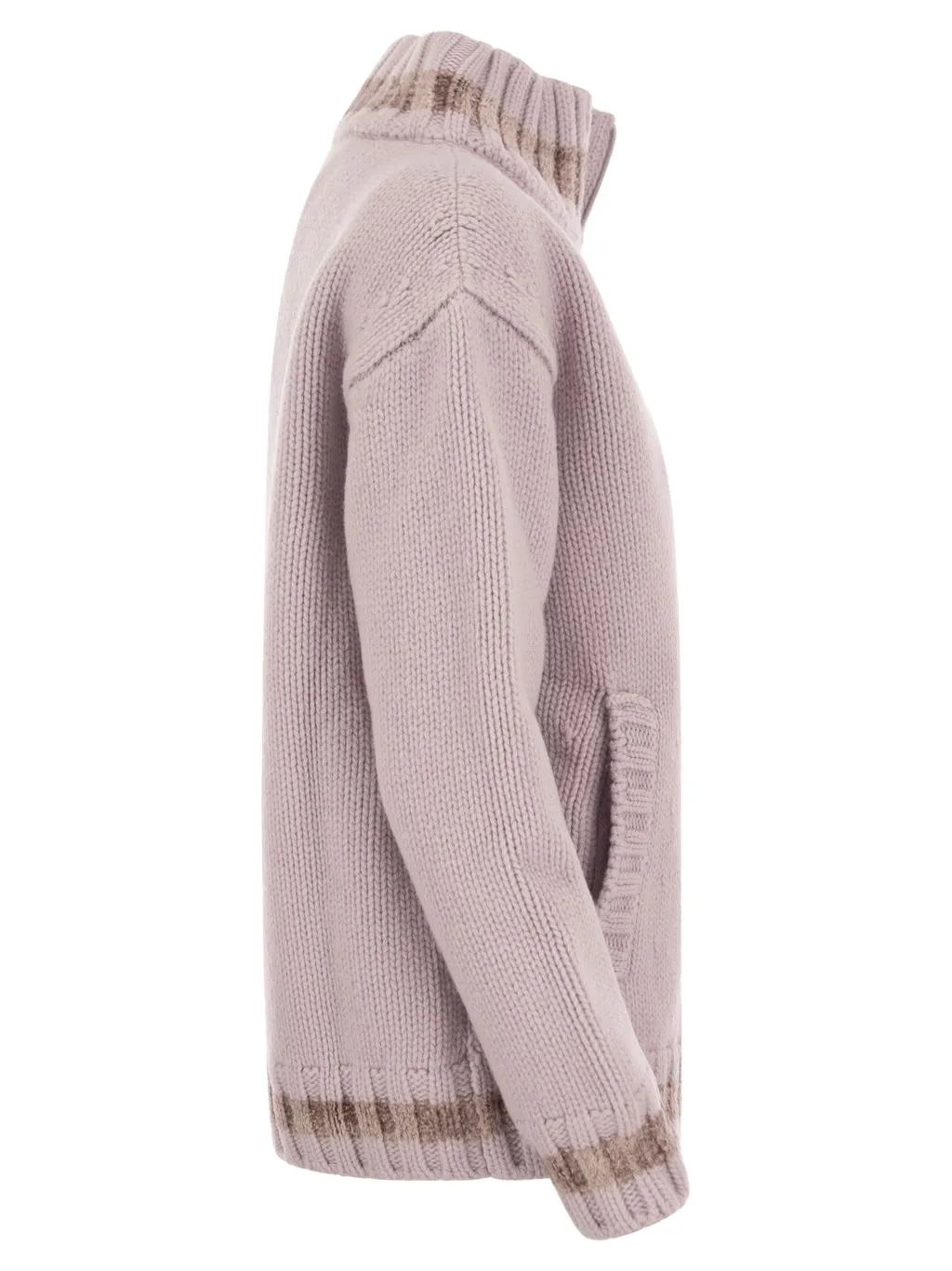 High-Neck Ribbed Cardigan