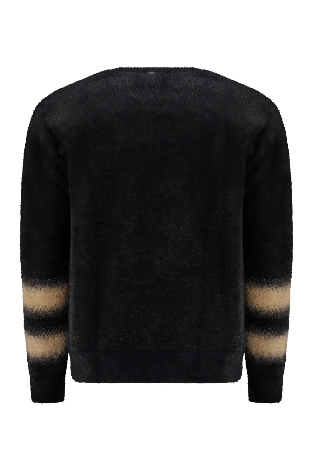 Striped-Cuff Crew-Neck Sweater