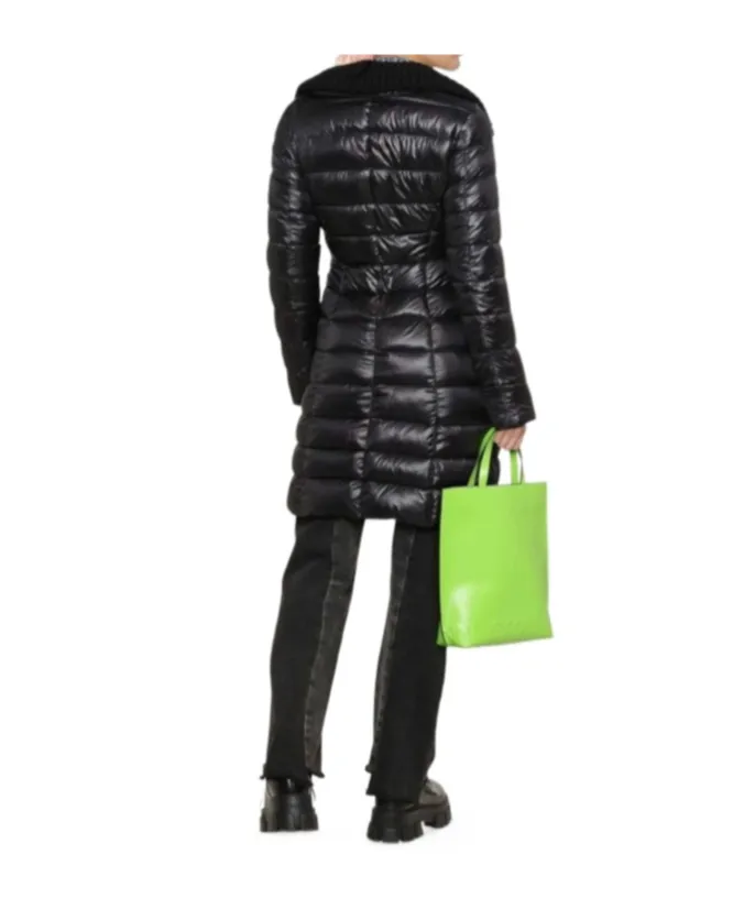 Ribbed Collar Long Puffer Jacket