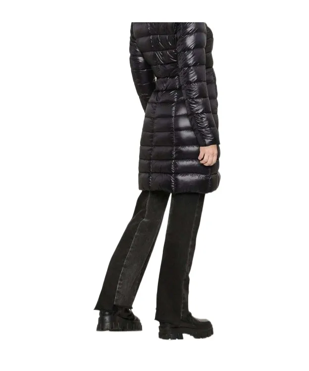 Ribbed Collar Long Puffer Jacket