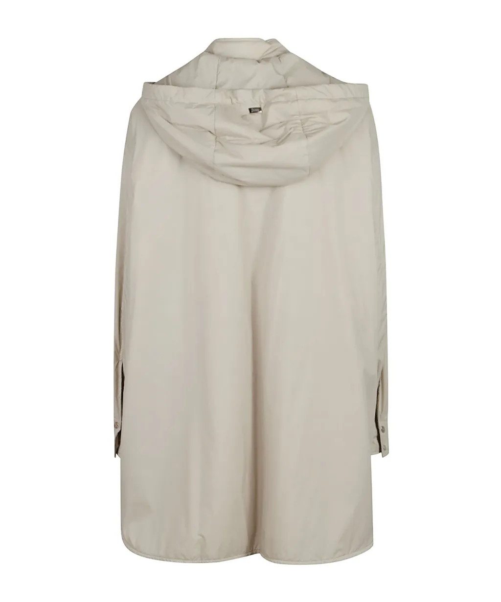Hooded Button-Fastening Jacket