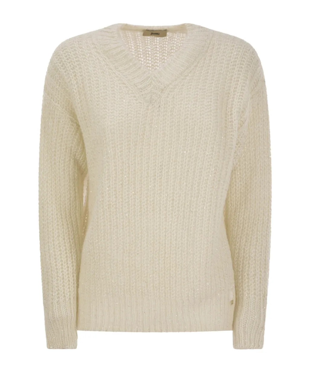 V-Neck Long-Sleeved Sweater