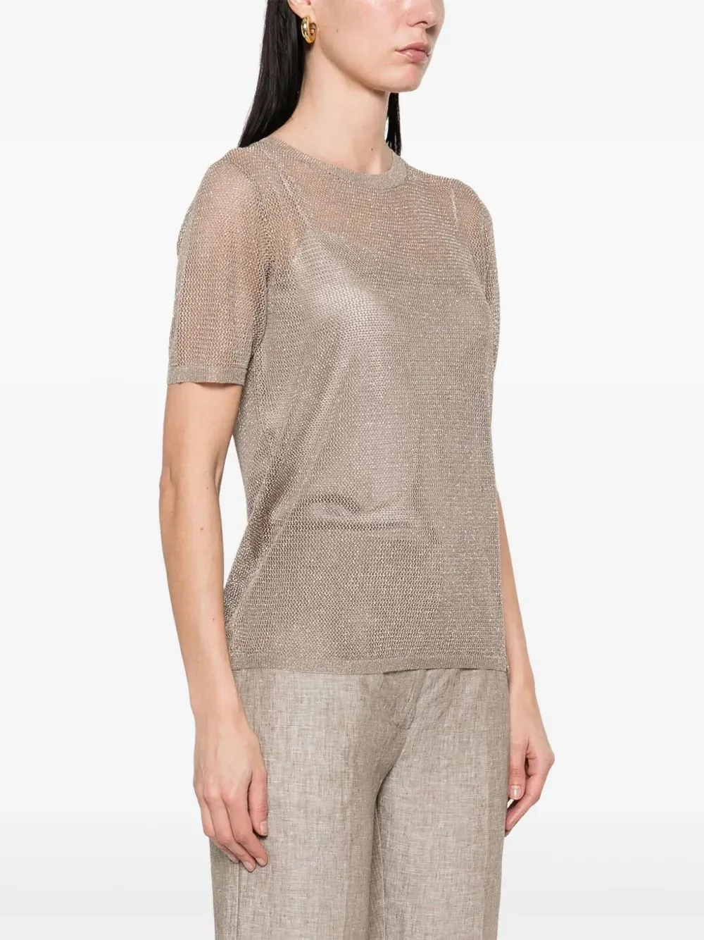 Open-Knit Crewneck T-Shirt