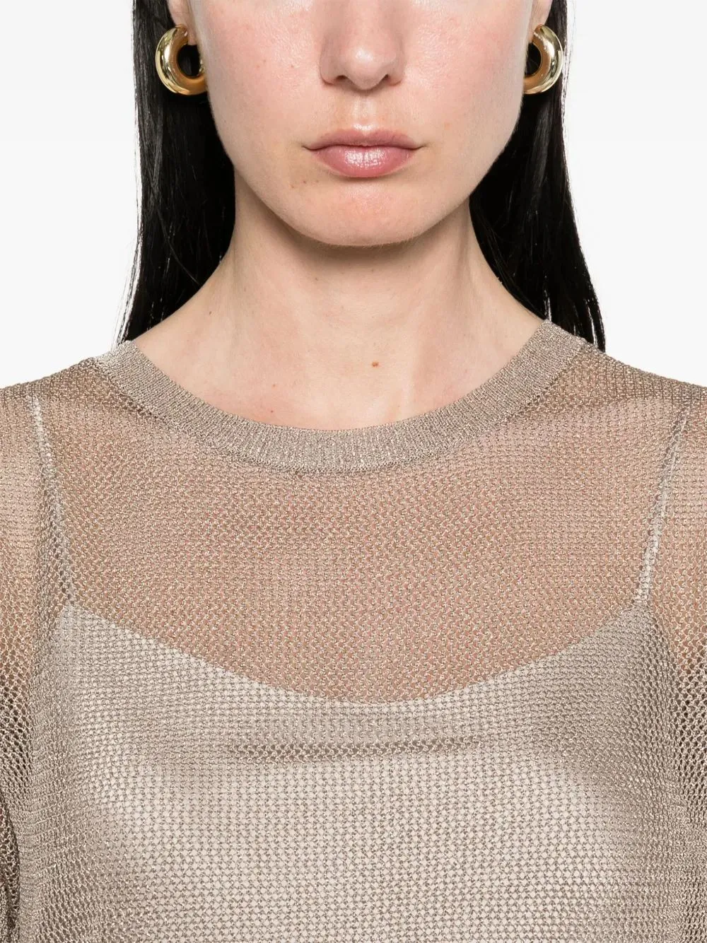 Open-Knit Crewneck T-Shirt