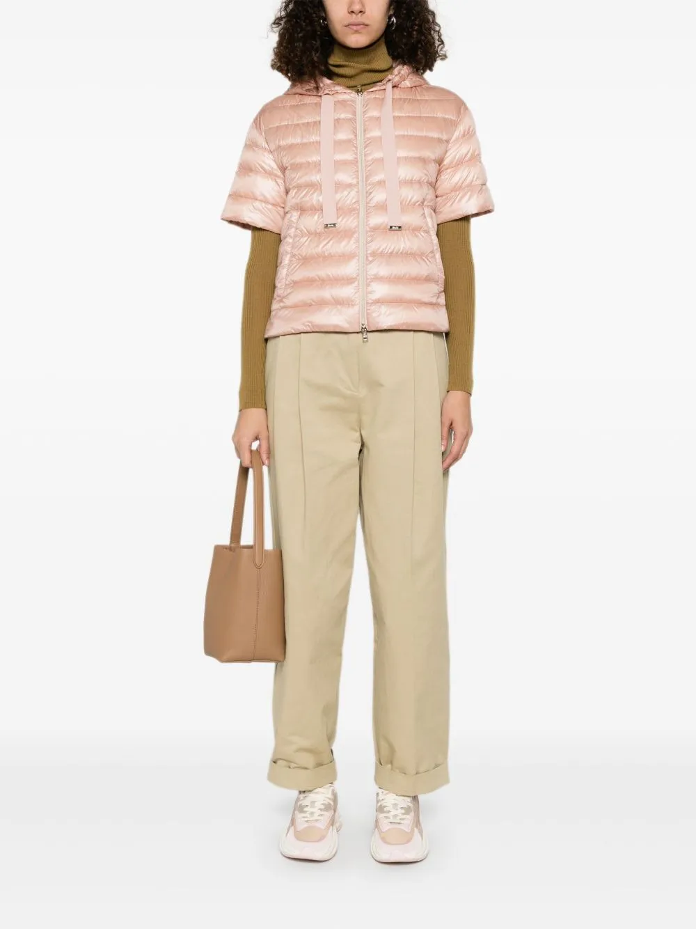 Quilted Short-Sleeved Down Jacket
