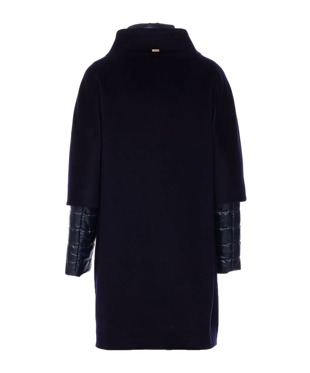 Layered-Sleeved Zip-Up Down Coat
