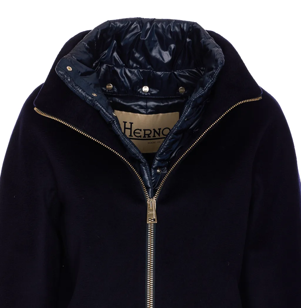 Layered-Sleeved Zip-Up Down Coat