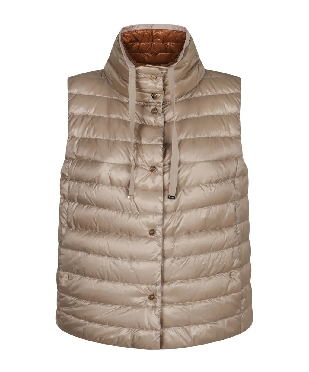 High-Neck Drawstring Reversible Padded Gilet