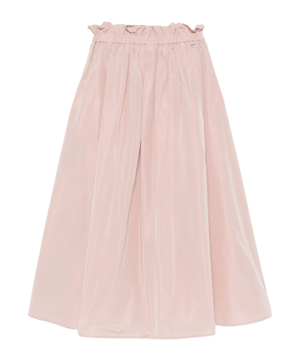 A-Line Elastic Waist Midi Skirt