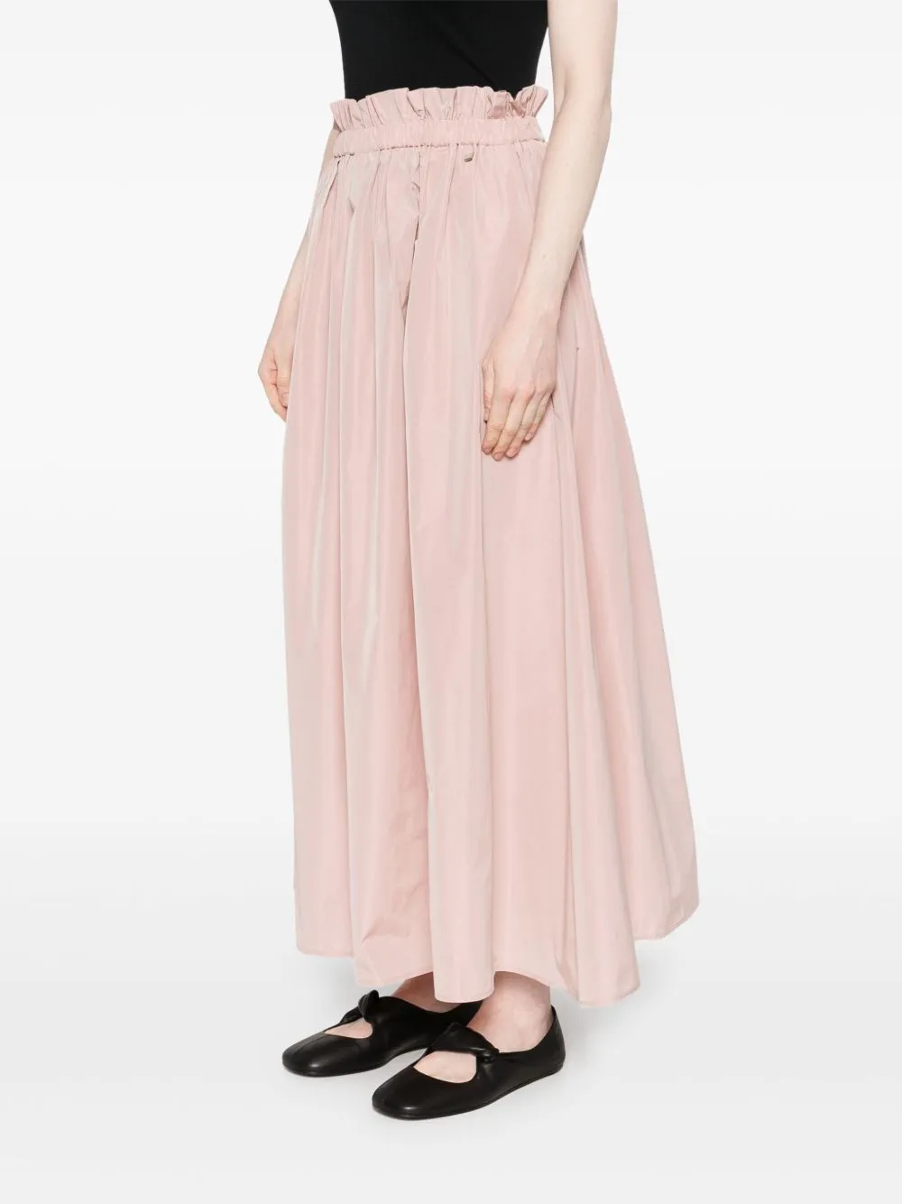 A-Line Elastic Waist Midi Skirt