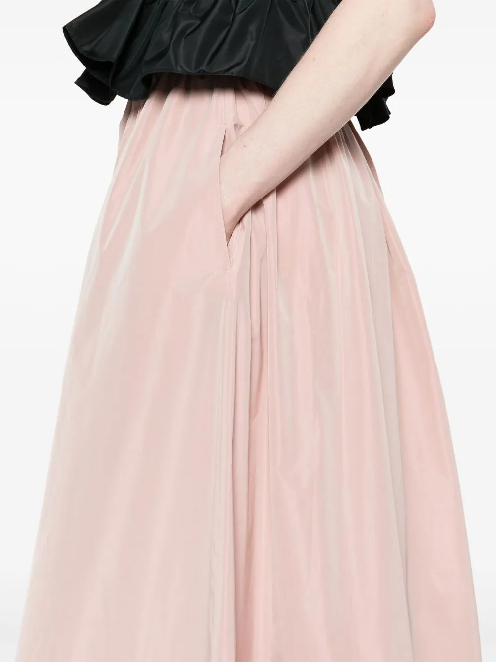 A-Line Elastic Waist Midi Skirt