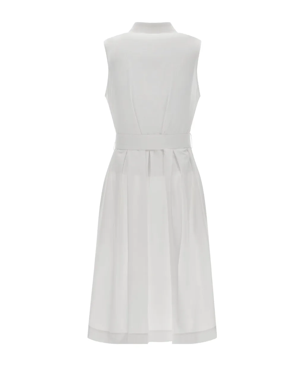 Shirt Collar Sleeveless Midi Dress