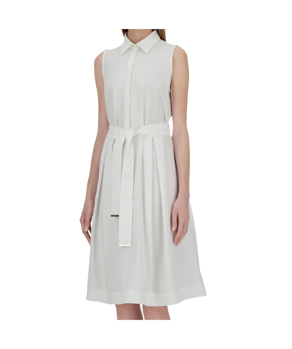 Shirt Collar Sleeveless Midi Dress