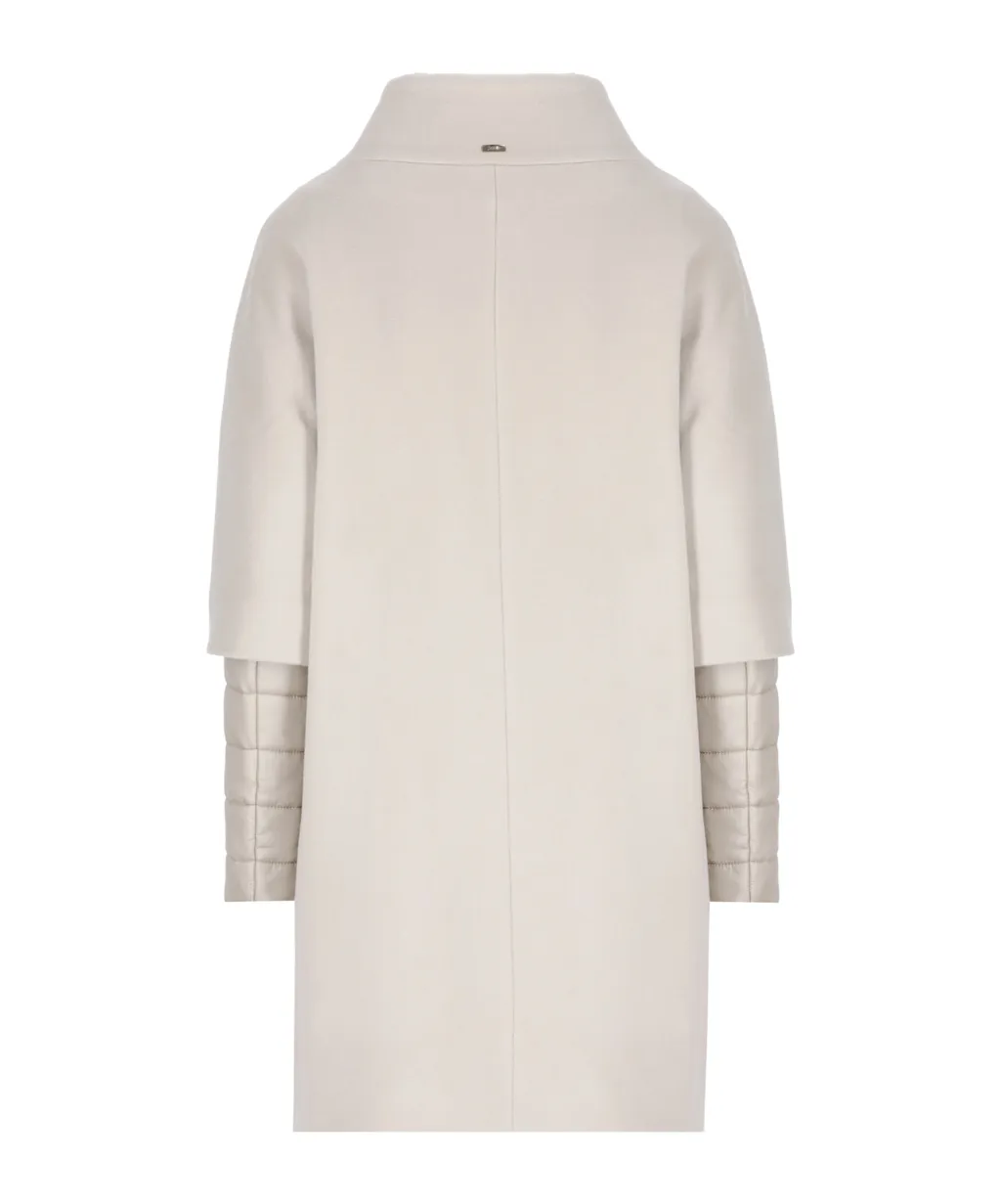 Layered-Sleeved Zip-Up Down Coat