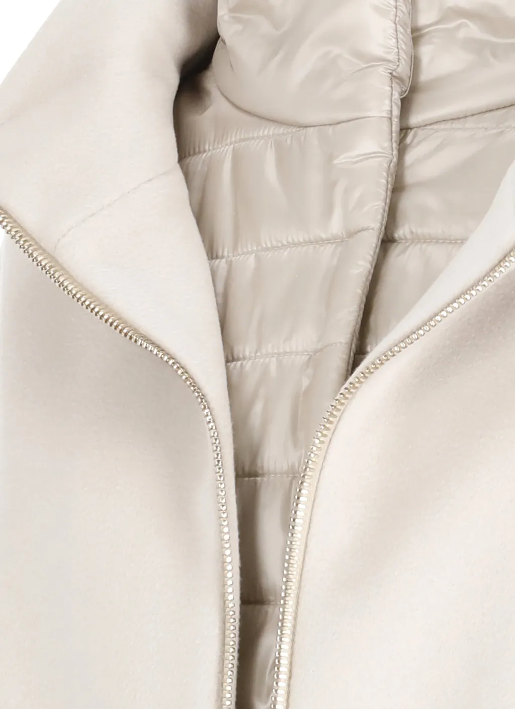 Layered-Sleeved Zip-Up Down Coat