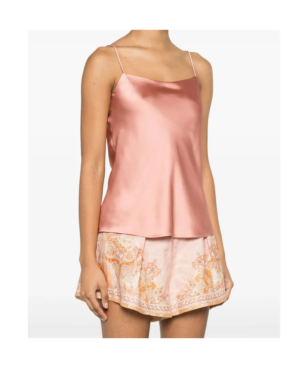 Spaghetti Straps Satin Tank Top