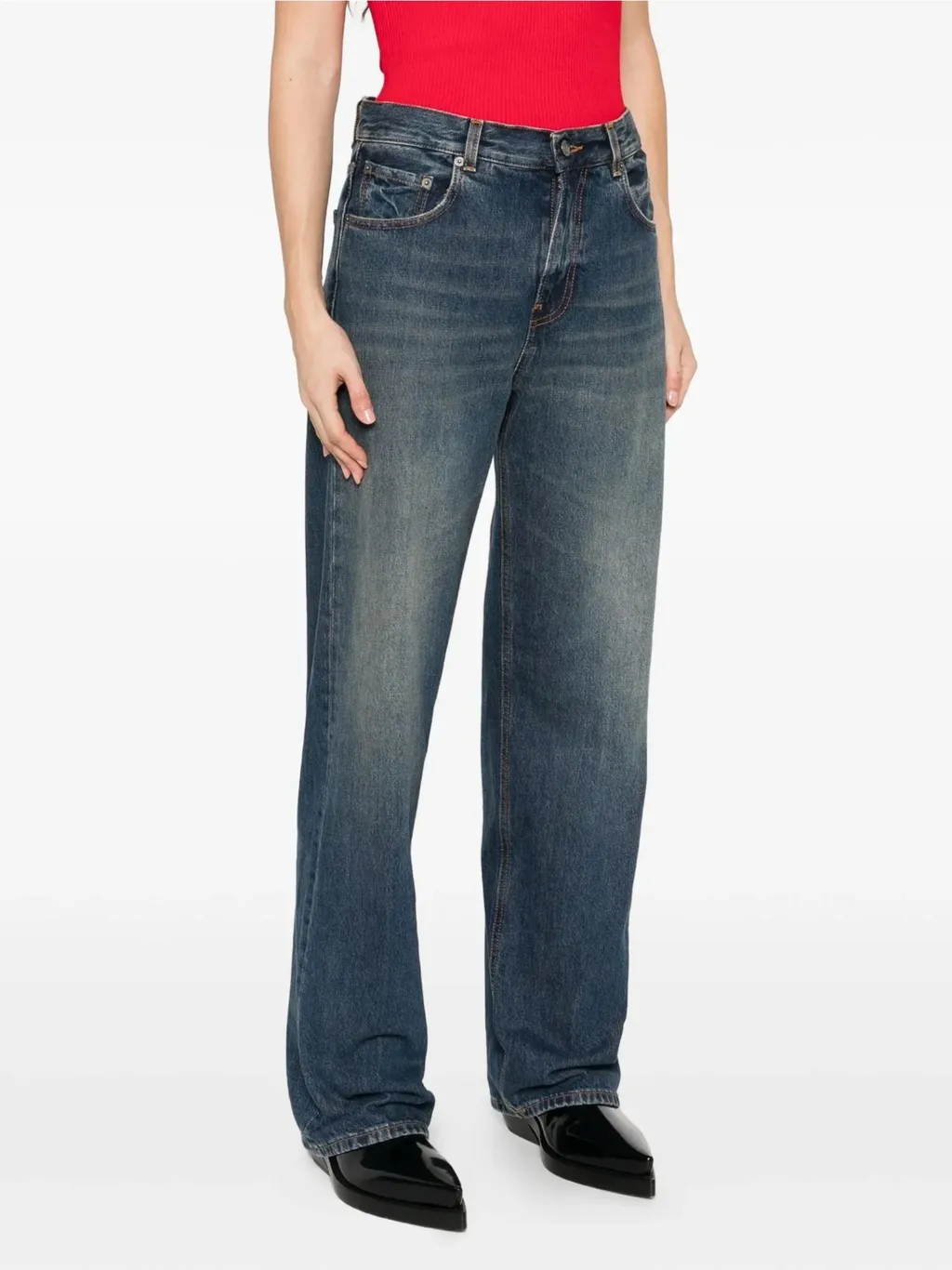 Denim Trousers With Belt Loops