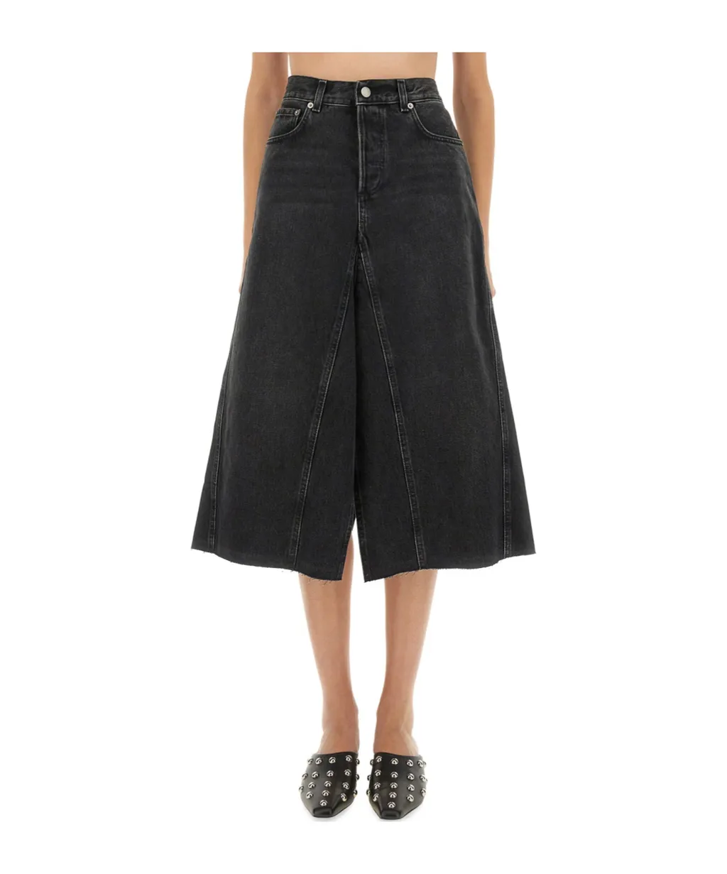 Denim Asymmetric Midi Skirt