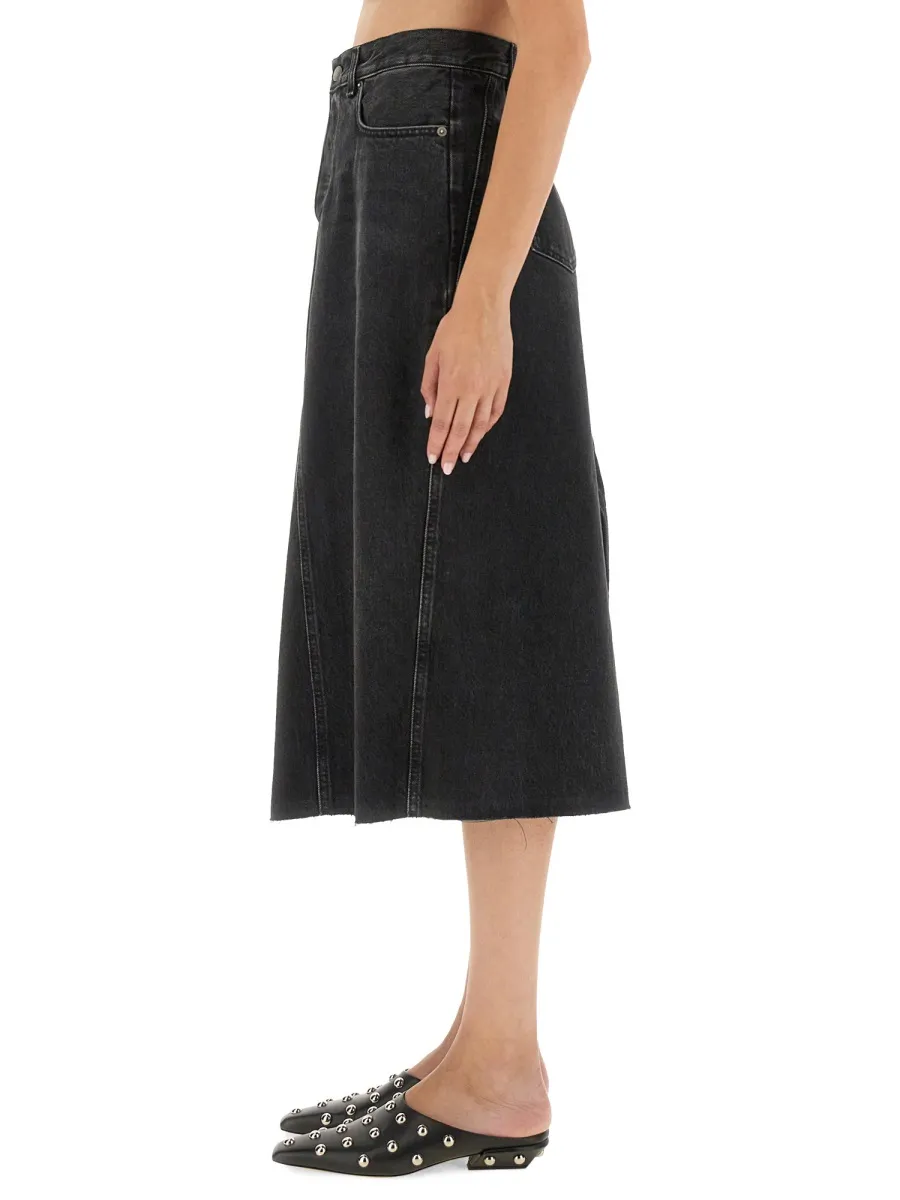 Denim Asymmetric Midi Skirt