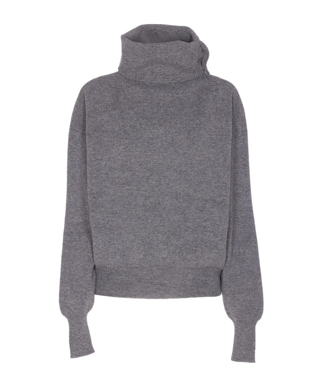 High Neck Button Sweater