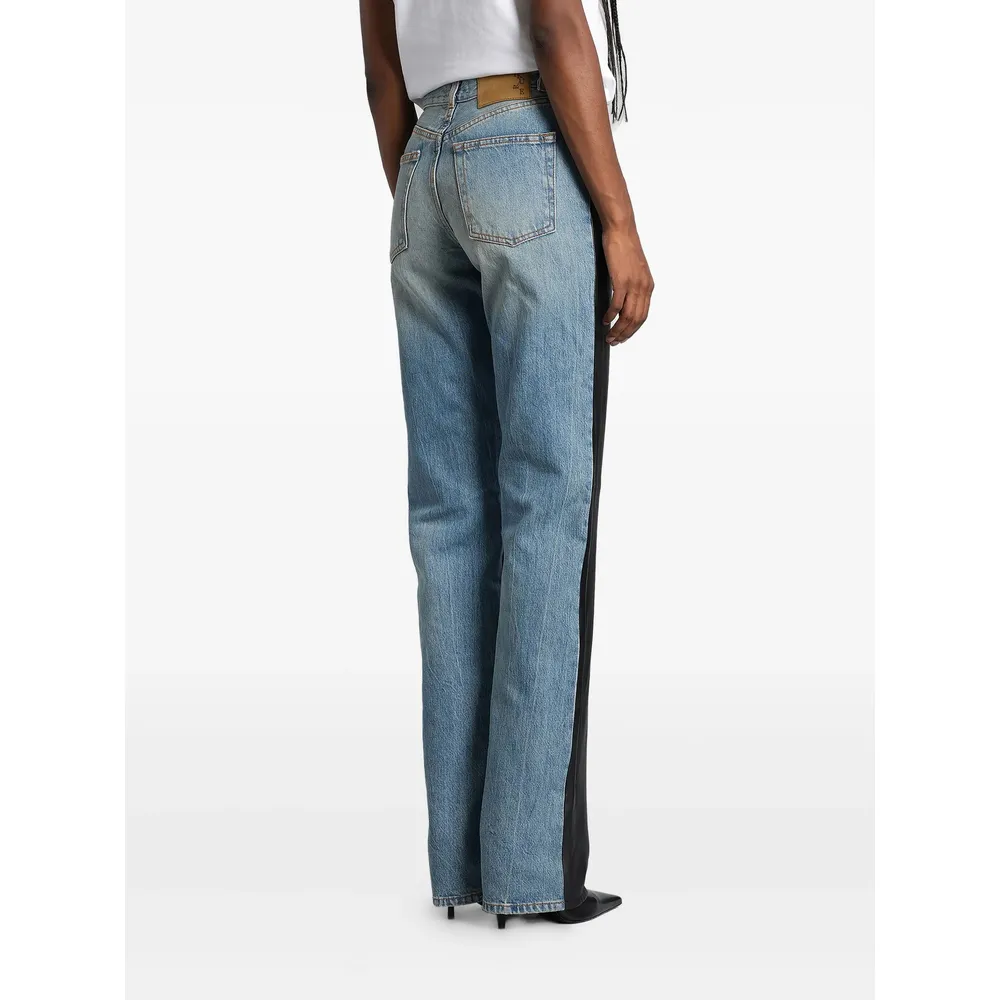 Leather-Panel Jeans