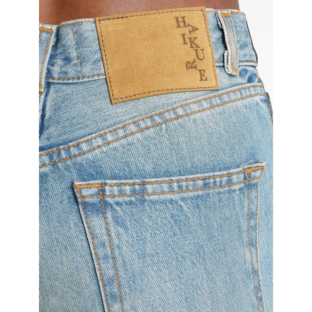Leather-Panel Jeans