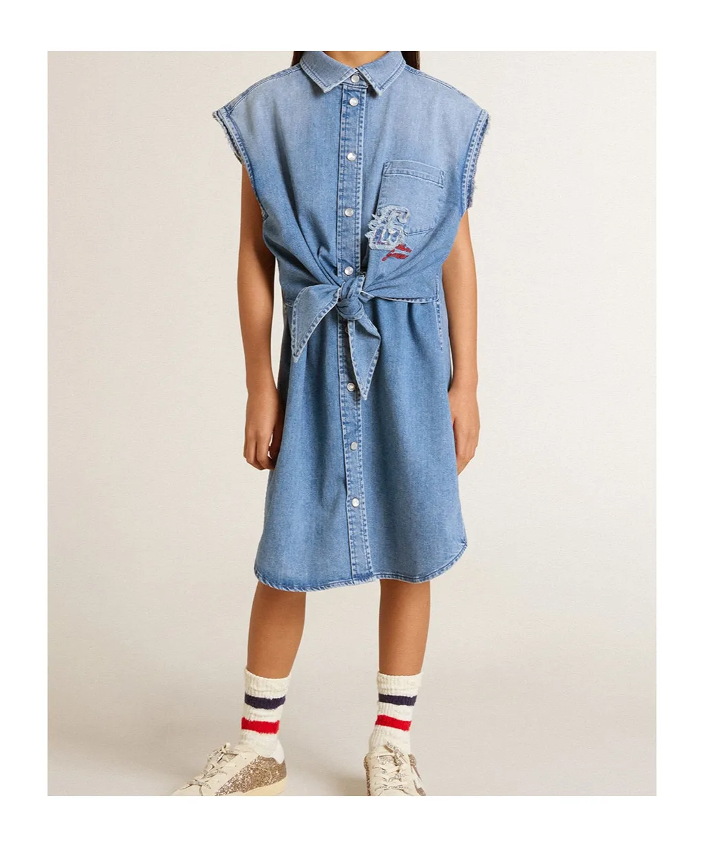 Logo Embroidered Denim Dress