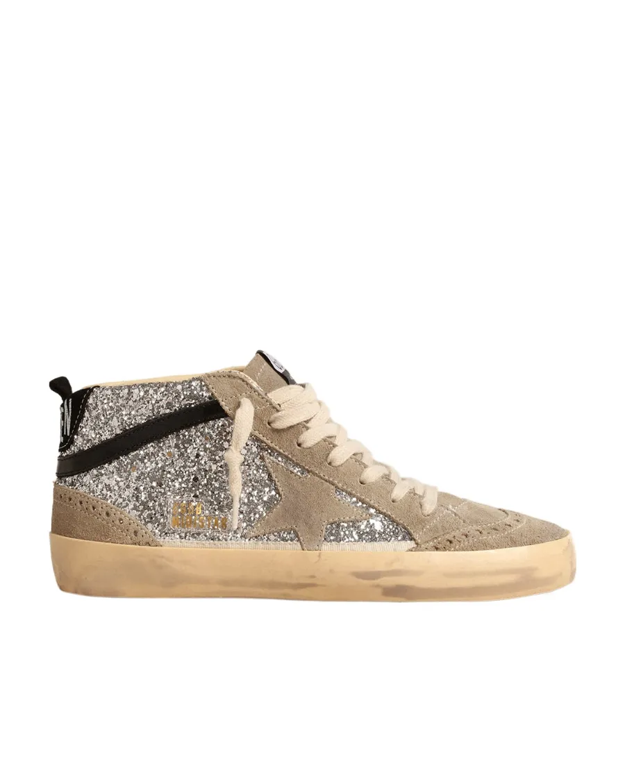 Mid Star Glittered Lace-Up Sneakers