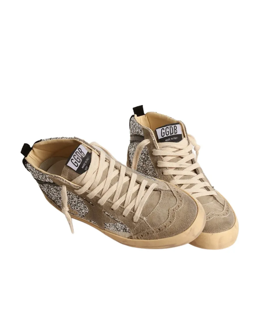 Mid Star Glittered Lace-Up Sneakers