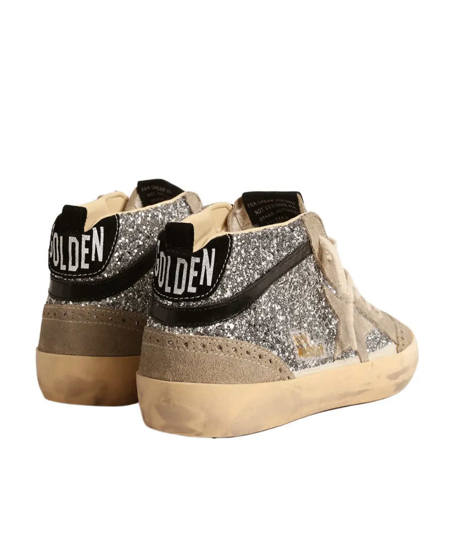 Mid Star Glittered Lace-Up Sneakers