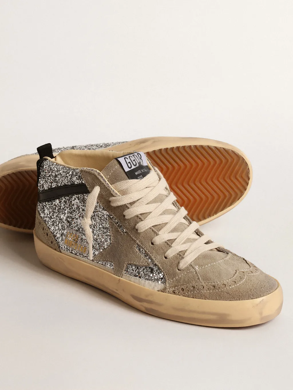 Mid Star Glittered Lace-Up Sneakers