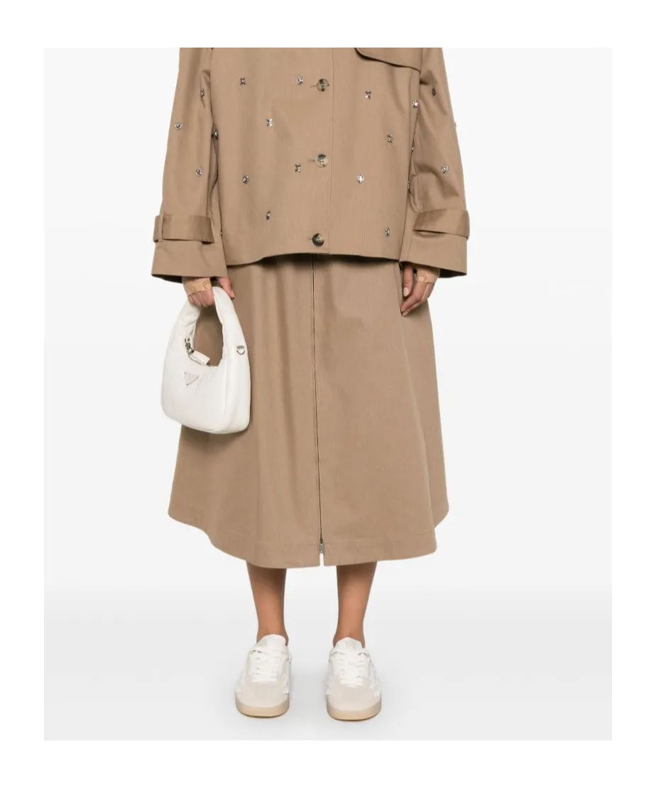 Morena Front-Zip Midi Skirt