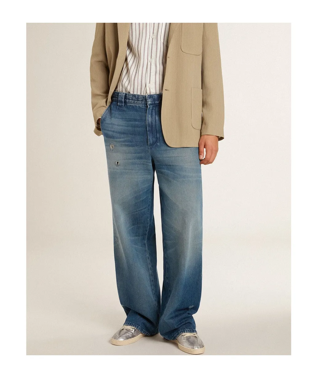 Straight-Leg Distressed Jeans