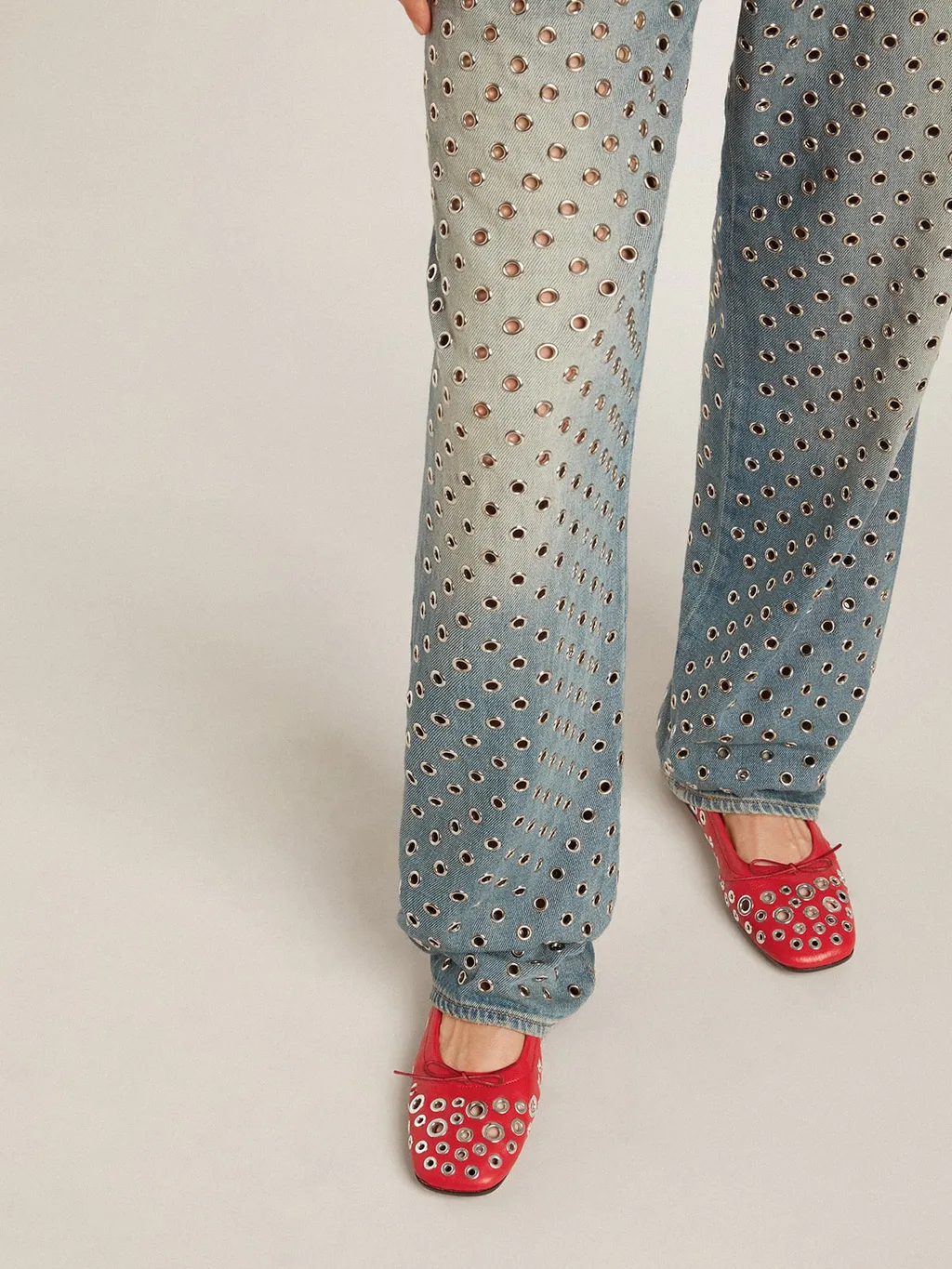 Amy Eyelet-Detailed Ballet Flats