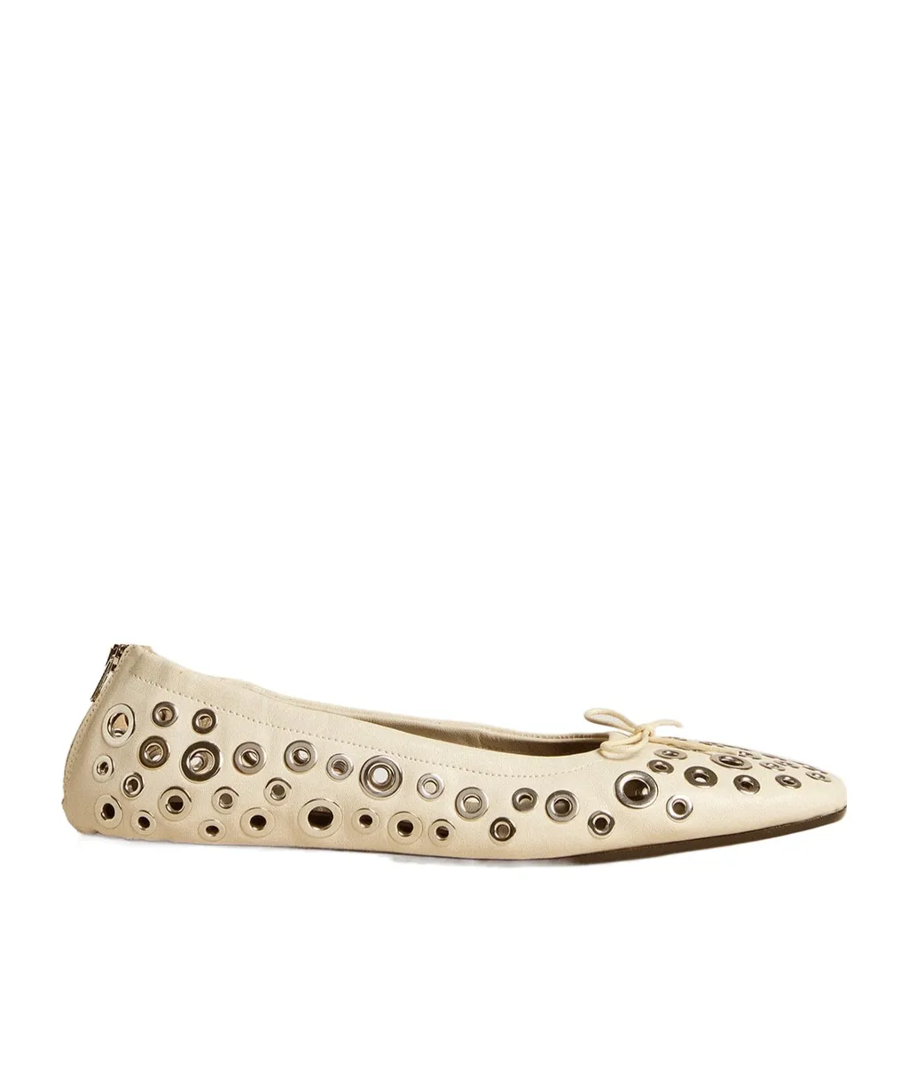 Eyelets Detailed Flat Shoes