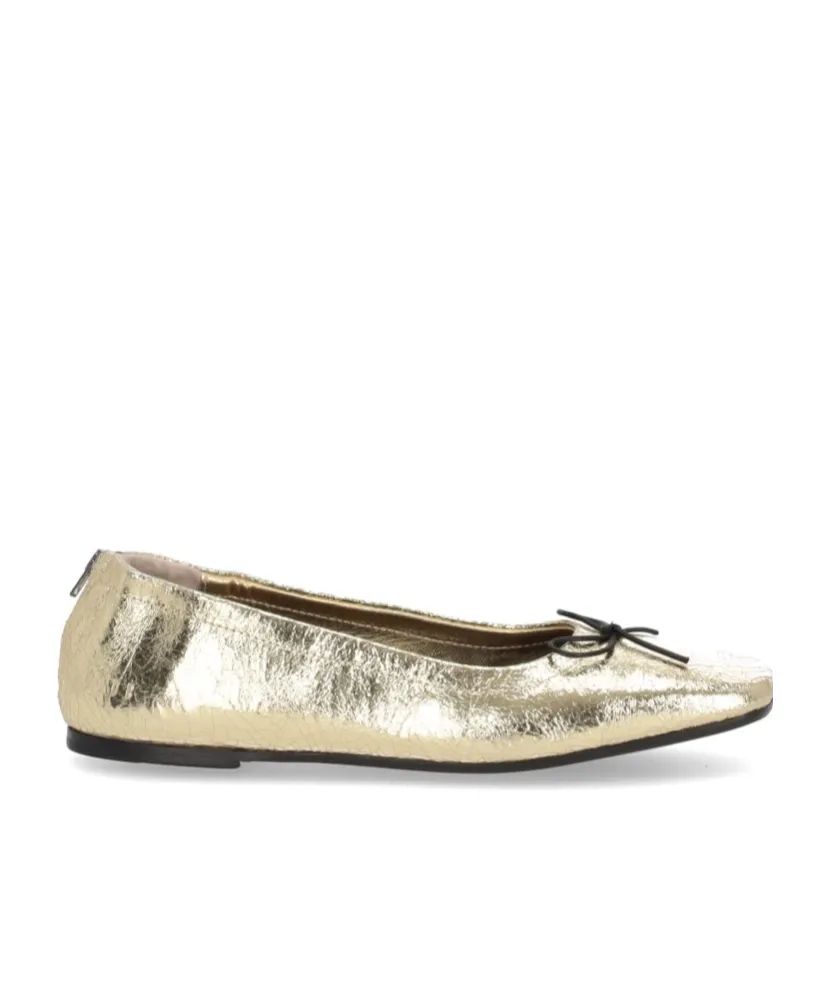 Square-Toe Bow Detailed Ballerina Shoes